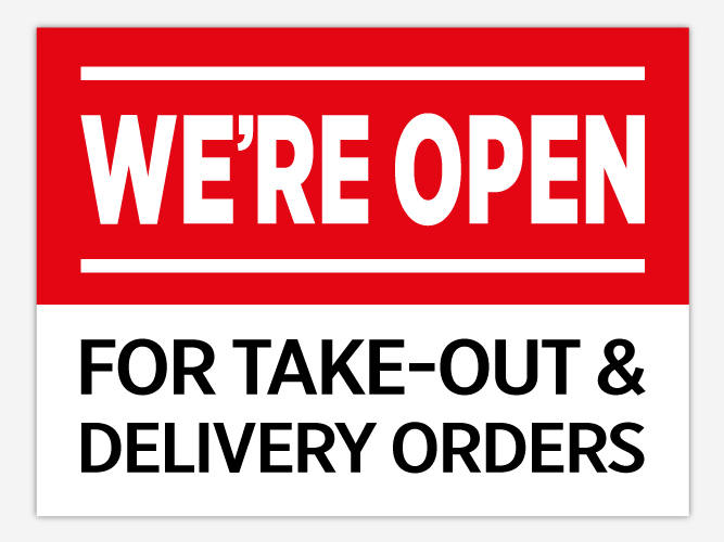 We Are Open for Take-Out and Delivery | YouSendWePrint